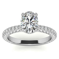 4-Prong Oval Pave Moissanite Engagement Ring