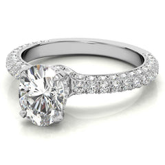 4-Prong Oval Pave Moissanite Engagement Ring