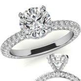 4-Prong Round Pave Moissanite Engagement Ring