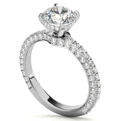 4-Prong Round Pave Moissanite Engagement Ring