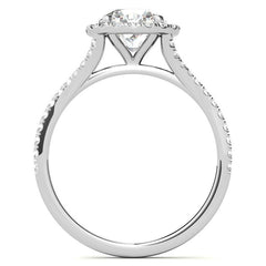 Petite Round Split Shank Moissanite Halo Engagement Ring