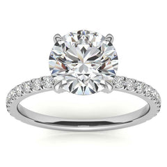 Round Petite Shared Prong Moissanite Engagement Ring