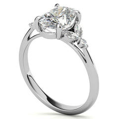 Oval and Marquise Moissanite Cathedral Engagement Ring