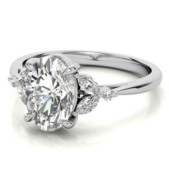 Oval and Marquise Moissanite Cathedral Engagement Ring