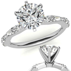 Tapered Baguette Moissanite and Diamond Engagement Ring