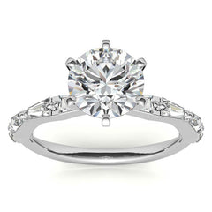 Tapered Baguette Moissanite and Diamond Engagement Ring