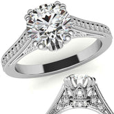 Antique Round Crown Accent Moissanite Engagement Ring