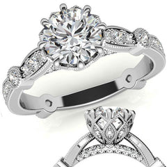 8-Prong Woven Round Brilliant Moissanite Engagement Ring with Milgrain