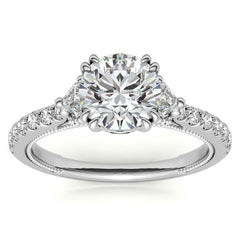 Round and Trillion Double Prong Moissanite Engagement Ring