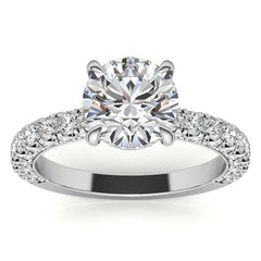 Round Pave U-Prong Moissanite Engagement Ring with Hidden Halo