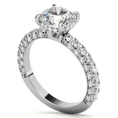 Round Pave U-Prong Moissanite Engagement Ring with Hidden Halo