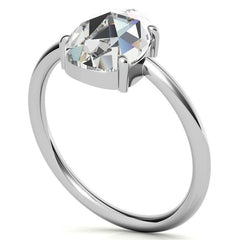 Rose cut Pear Moissanite Solitaire Ring