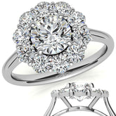 Round Brilliant Moissanite Cluster Halo Moissanite Engagement Ring