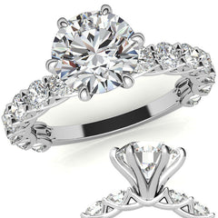 Round Brilliant Moissanite Trellis Woven Setting Engagement Ring