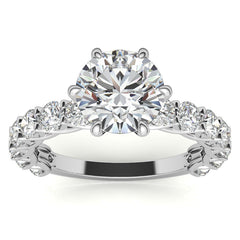 Round Brilliant Moissanite Trellis Woven Setting Engagement Ring