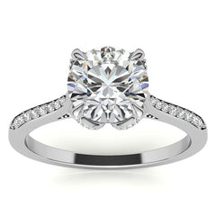 Round Brilliant Moissanite Engagement Ring With Diamond Accented Tulip Prongs