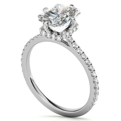 Emerald / Radiant Cut Moissanite Engagement Ring With Compass Style Diamond Accented Prongs