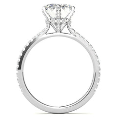 Emerald / Radiant Cut Moissanite Engagement Ring With Compass Style Diamond Accented Prongs