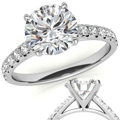 Round Brilliant Moissanite Cathedral Engagement Ring With Claw Prongs