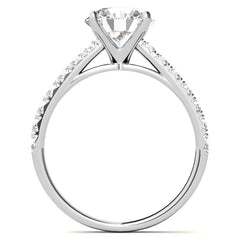 Round Brilliant Moissanite Cathedral Engagement Ring With Claw Prongs