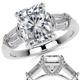 Emerald / Radiant and Baguette Moissanite Engagement Ring