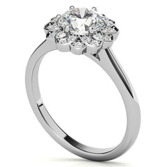 Round Brilliant Moissanite Floral Style Halo Engagement Ring