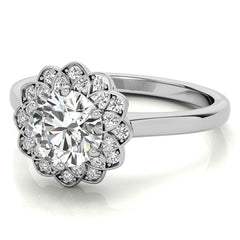 Round Brilliant Moissanite Floral Style Halo Engagement Ring