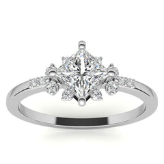 Kite Set Petite Cluster Style Princess Cut Moissanite Ring