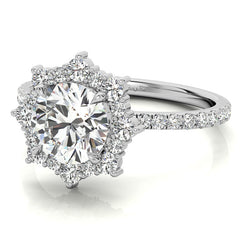 Round Brilliant Moissanite Fancy Snowflake Halo Moissanite Engagement Ring