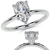 Petite Pear Moissanite Engagement Ring with Hidden Halo
