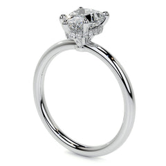 Petite Pear Moissanite Engagement Ring with Hidden Halo