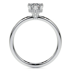 Petite Pear Moissanite Engagement Ring with Hidden Halo