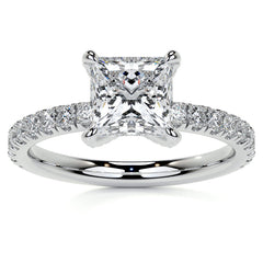 Princess cut Moissanite Engagement Ring with Accented Claw Prongs