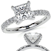 Princess cut Moissanite Engagement Ring with Accented Claw Prongs