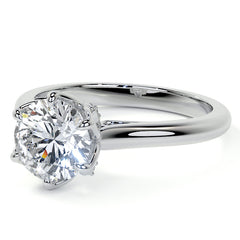 Round Tulip Prong Cathedral Moissanite Engagement Ring