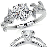Round Vine Inspired Cathedral Moissanite Engagement Ring