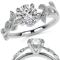 Round Vine Inspired Cathedral Moissanite Engagement Ring