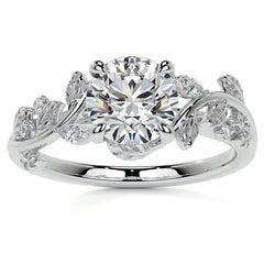 Round and Marquise Vine Inspired Moissanite Engagement Ring