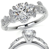 Round and Marquise Vine Inspired Moissanite Engagement Ring
