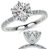 Round Brilliant Moissanite Engagement Ring with Tulip Prongs