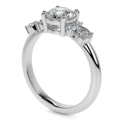 Round and Marquise Cluster Moissanite Engagement Ring
