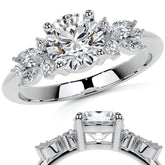Round and Marquise Cluster Moissanite Engagement Ring