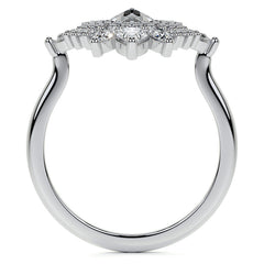 Rose Cut Starburst Halo Design Moissanite Engagement Ring