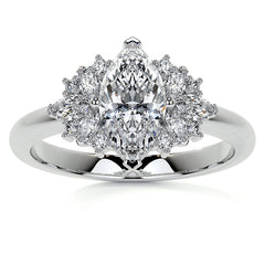 Marquise Cluster Style Moissanite Engagement Ring