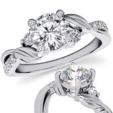 Round Brilliant Moissanite Nature Inspired Design Engagement Ring