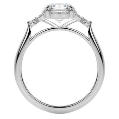 Round and Marquise Moissanite Cathedral Engagement Ring