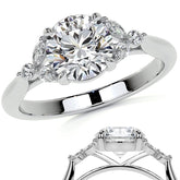 Round and Marquise Moissanite Cathedral Engagement Ring