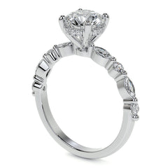 Round and Marquise Single Shared Prong Moissanite Engagement Ring