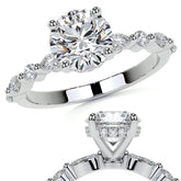 Round and Marquise Single Shared Prong Moissanite Engagement Ring