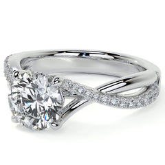 Bypass Style Round Split Shank Moissanite Engagement Ring